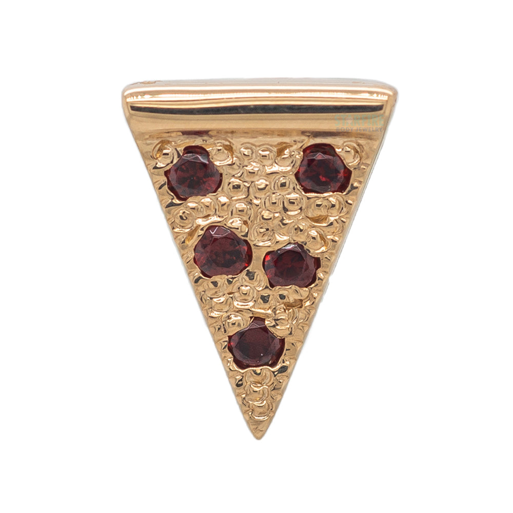 Pizza Slice Threaded End in Gold & Platinum with Garnet