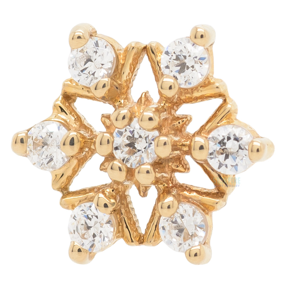 Alice Snowflake in Gold with CZ's - on flatback