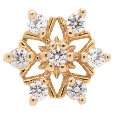 Alice Snowflake in Gold with CZ's - on flatback