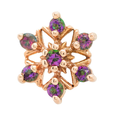 Alice Snowflake Threaded End in Gold with Mystic Topaz'