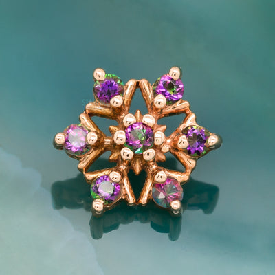 Alice Snowflake in Gold with Mystic Topaz' - on flatback