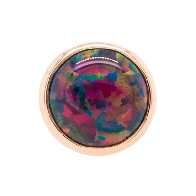 Opal Cabochon in Cup Setting Tongue Barbell in Gold with ball bottom - 14 ga.