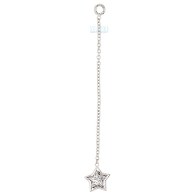 Star Bezel Chain Charm in Gold with White CZ