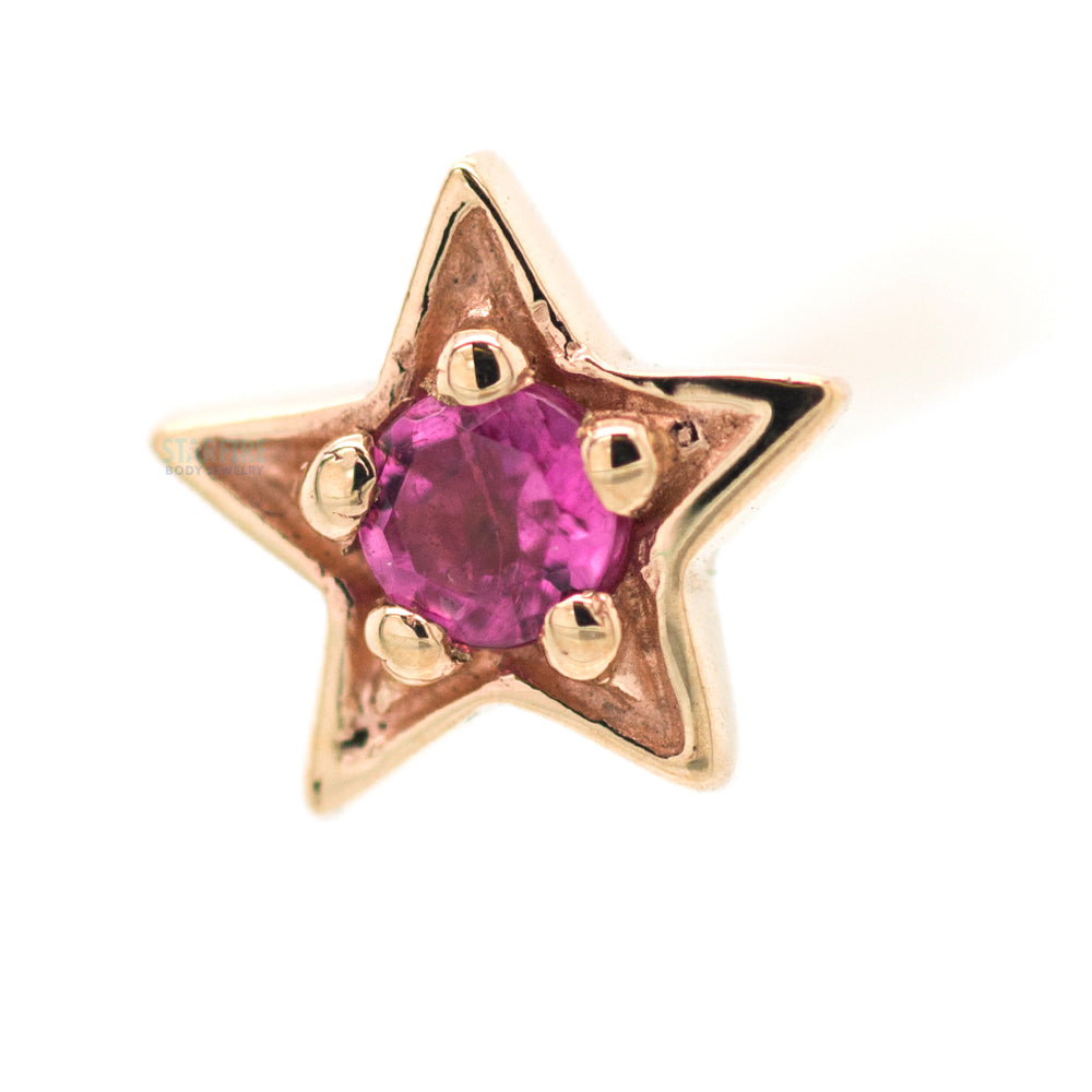 Concentric Star Nostril Screw in Gold with Pink Tourmaline