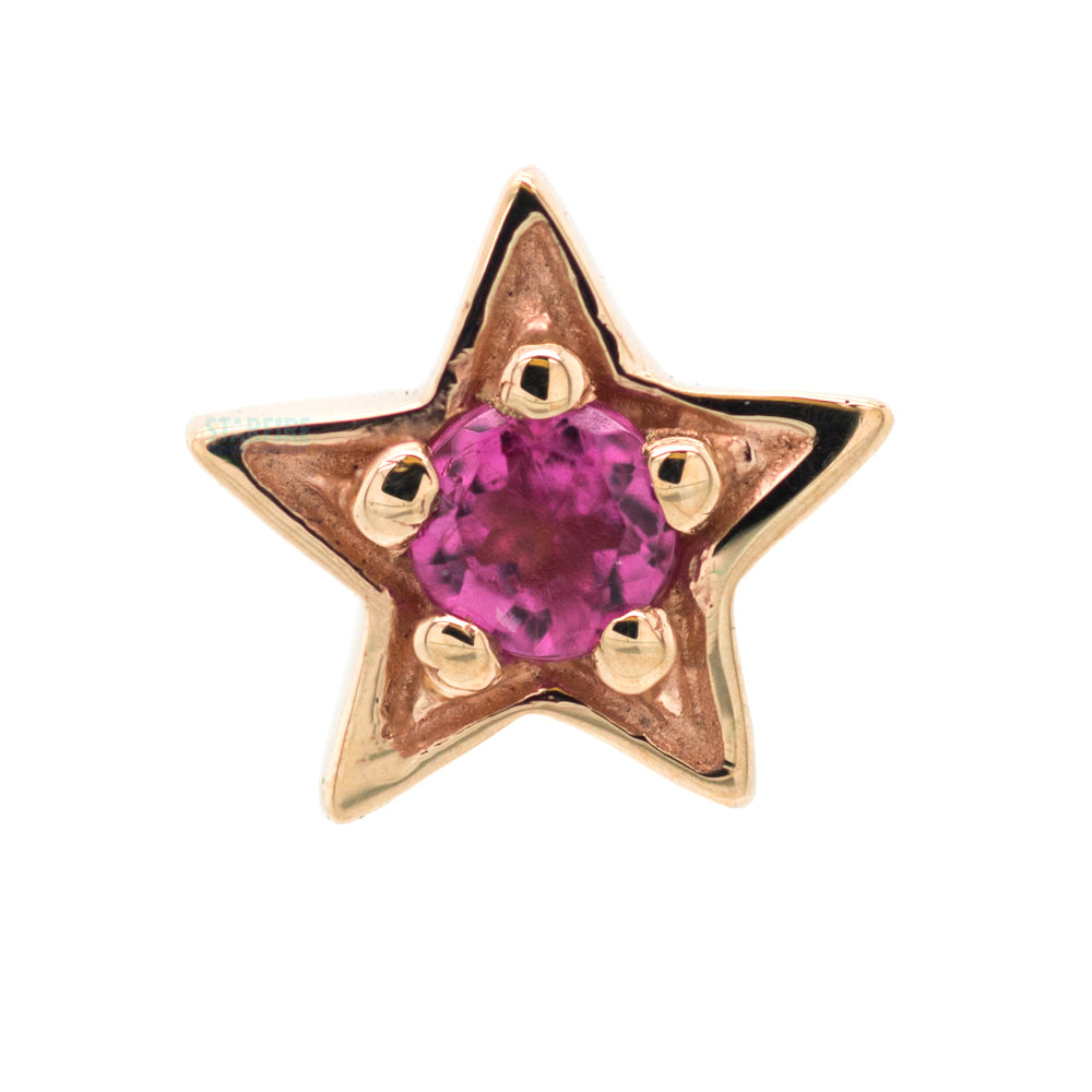 Concentric Star Nostril Screw in Gold & Platinum with Pink Tourmaline