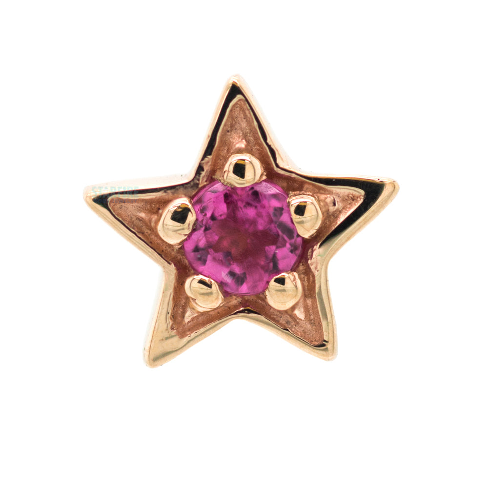 Concentric Star Nostril Screw in Gold with Pink Tourmaline