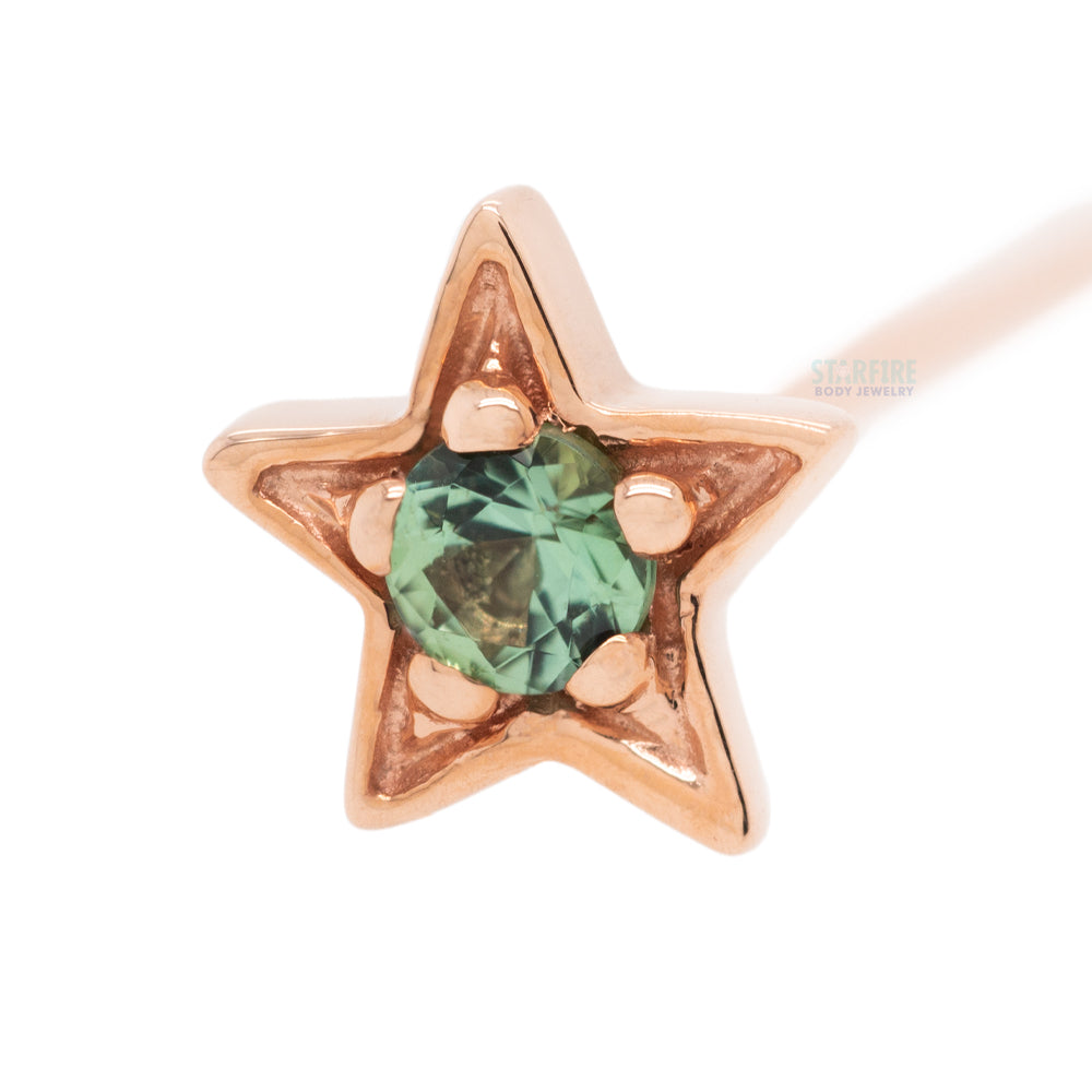Concentric Star Nostril Screw in Gold & Platinum with Seafoam Tourmaline