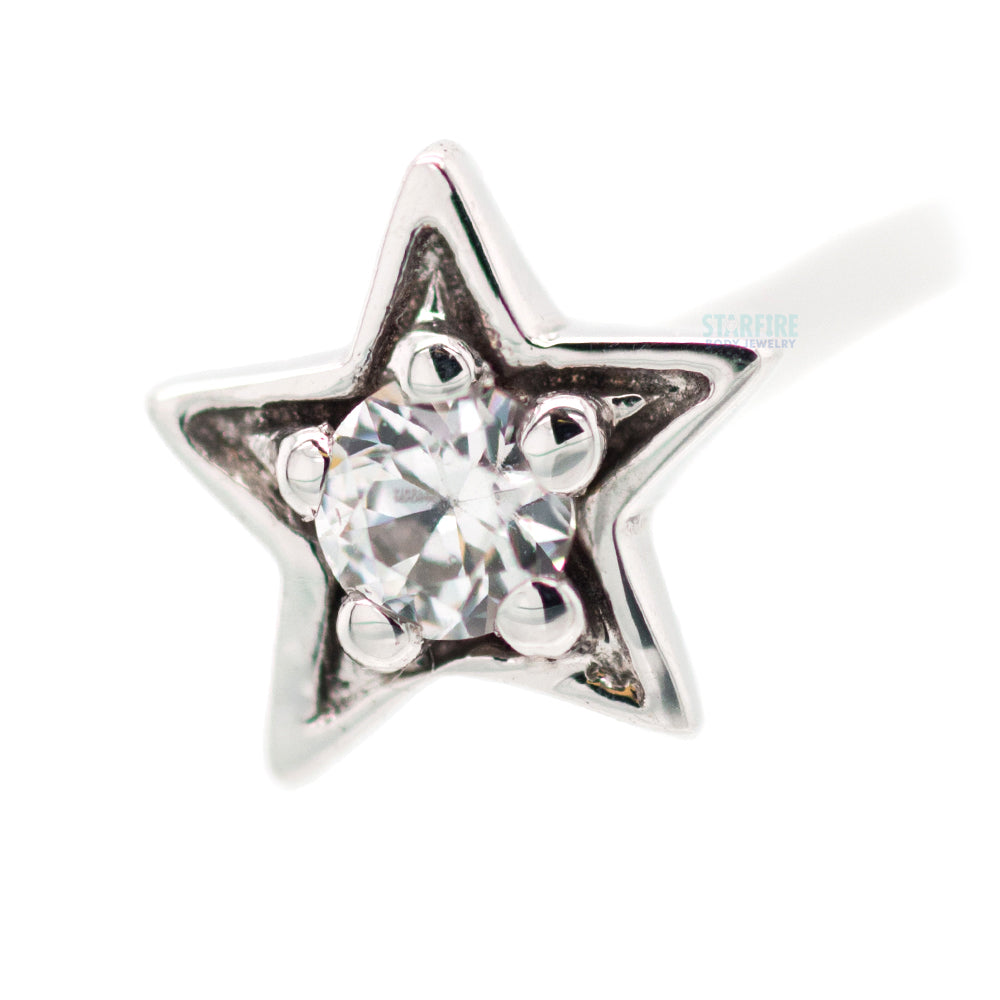 Concentric Star Nostril Screw in Gold & Platinum with White CZ