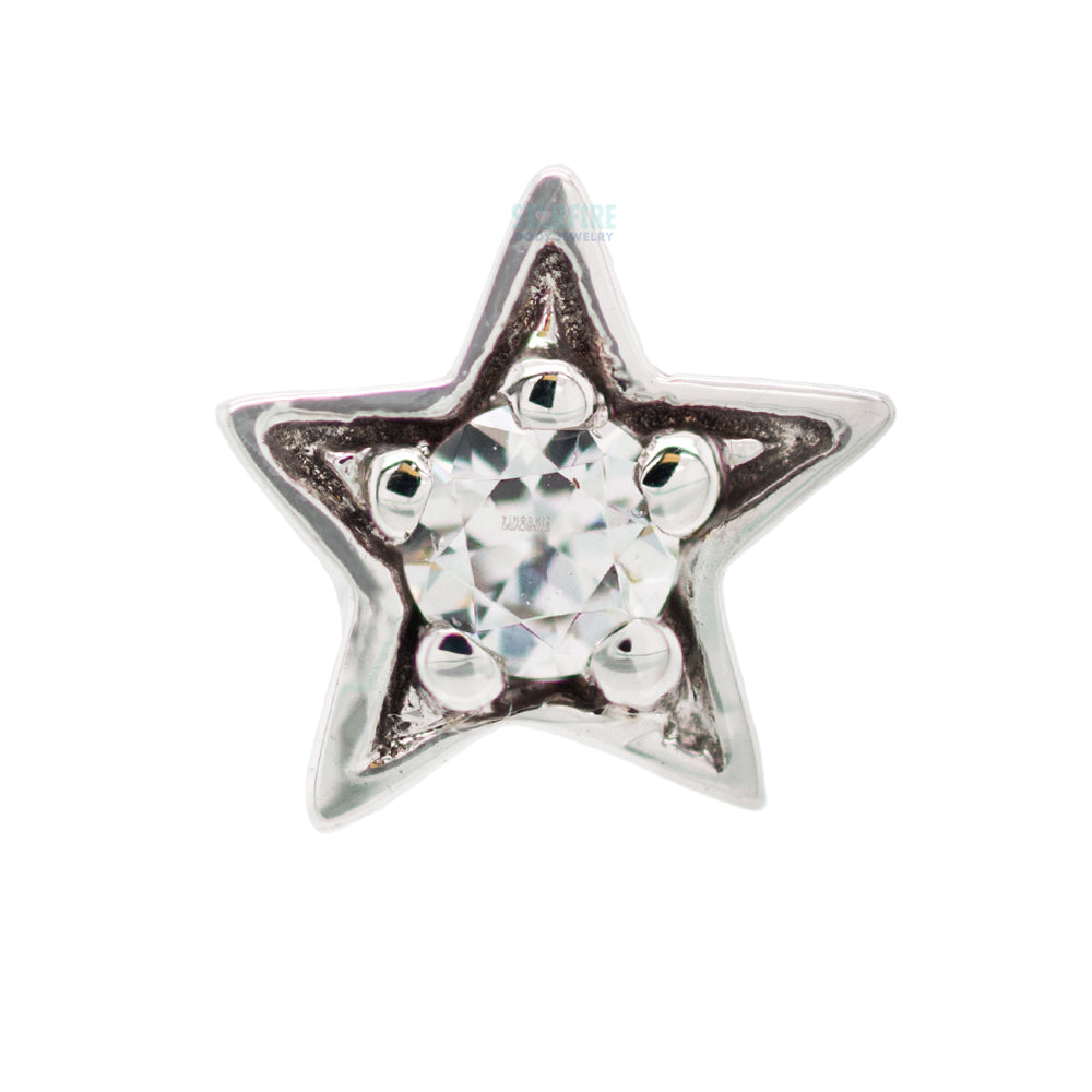 Concentric Star Threaded End in Gold with White CZ
