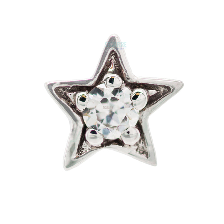 Concentric Star Threaded End in Gold with White CZ
