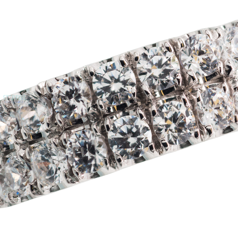 "Rachel 2 Row Telesto" Hinge Ring in Gold with White CZ's