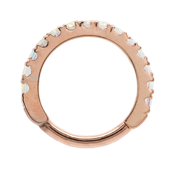 "Telesto" Hinge Ring in Gold & Platinum with Mercury Mist Topaz'