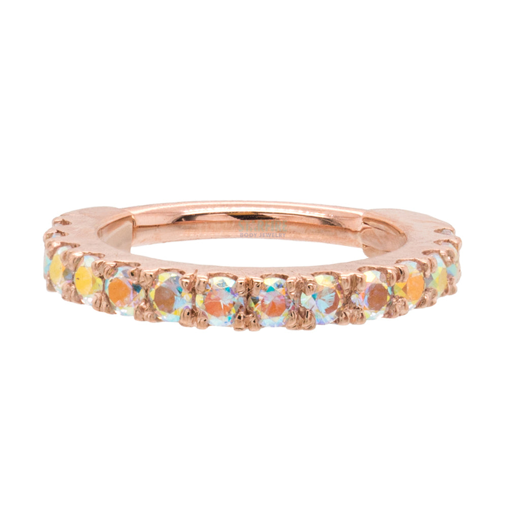 "Telesto" Hinge Ring in Gold & Platinum with Mercury Mist Topaz'