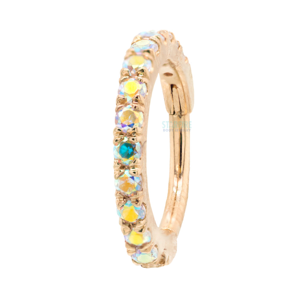 "Telesto" Hinge Ring in Gold & Platinum with Mercury Mist Topaz'