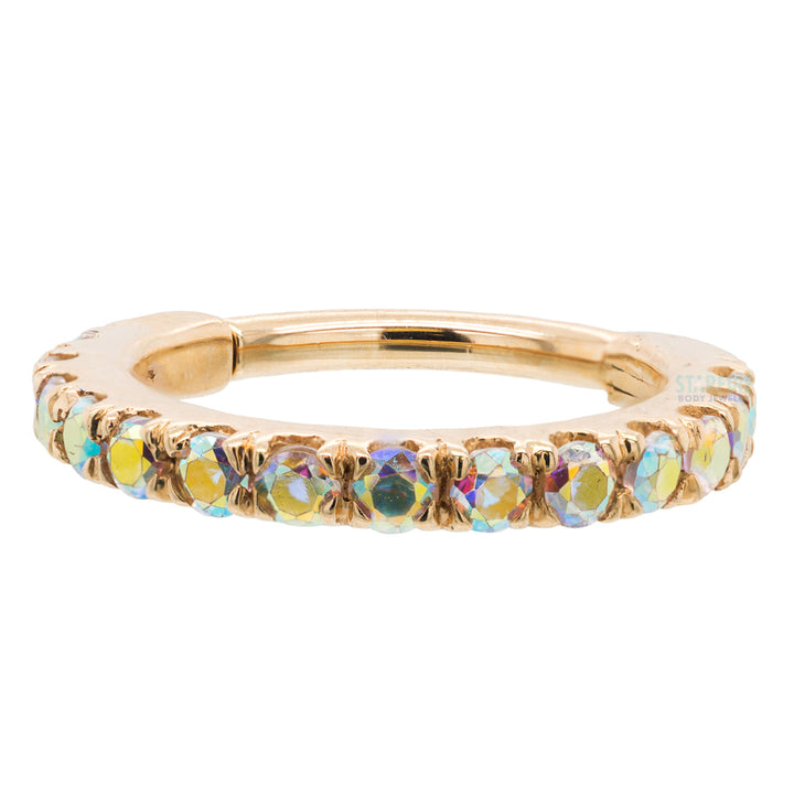 "Telesto" Hinge Ring in Gold & Platinum with Mercury Mist Topaz'