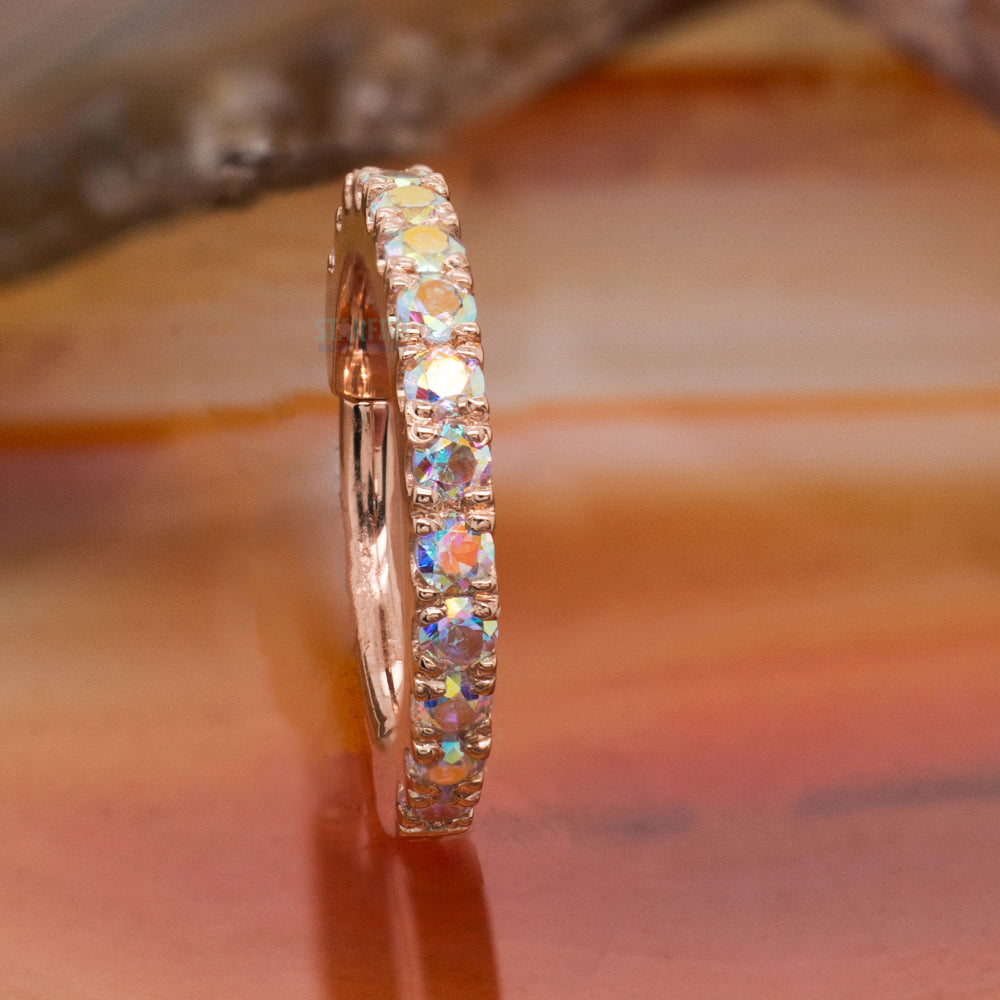 "Telesto" Hinge Ring in Gold & Platinum with Mercury Mist Topaz'