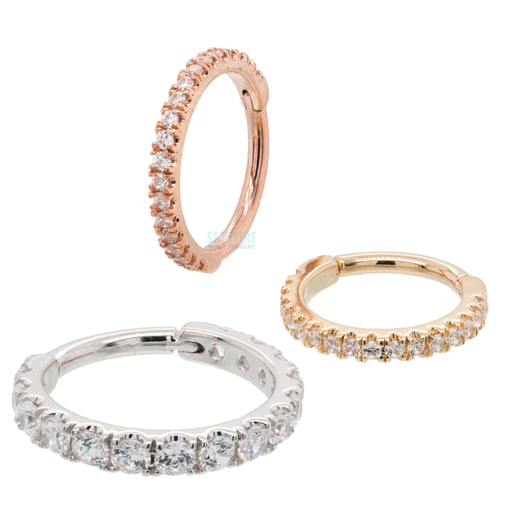 "Telesto" Hinge Ring in Gold & Platinum with White CZ's