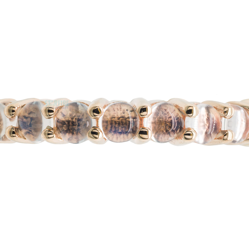 "Telesto" Cabochon Hinge Ring in Gold with Rainbow Moonstone