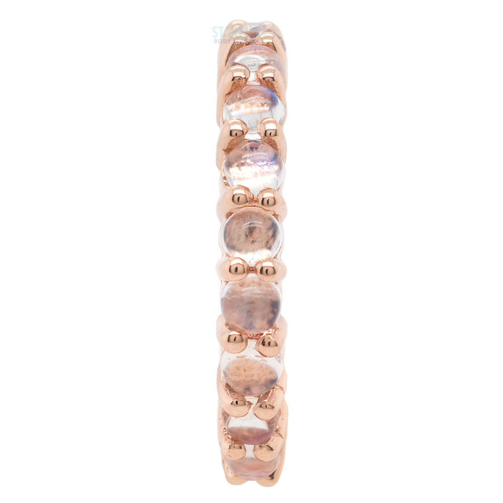 "Telesto" Cabochon Hinge Ring in Gold with Rainbow Moonstone