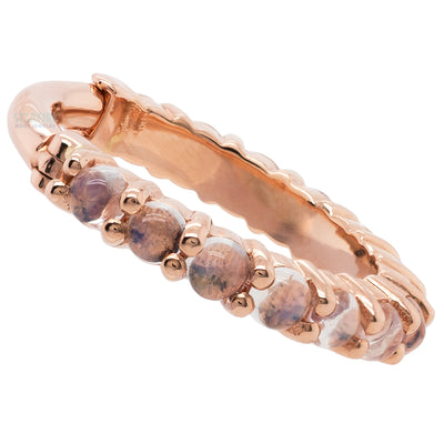 "Telesto" Cabochon Hinge Ring in Gold with Rainbow Moonstone