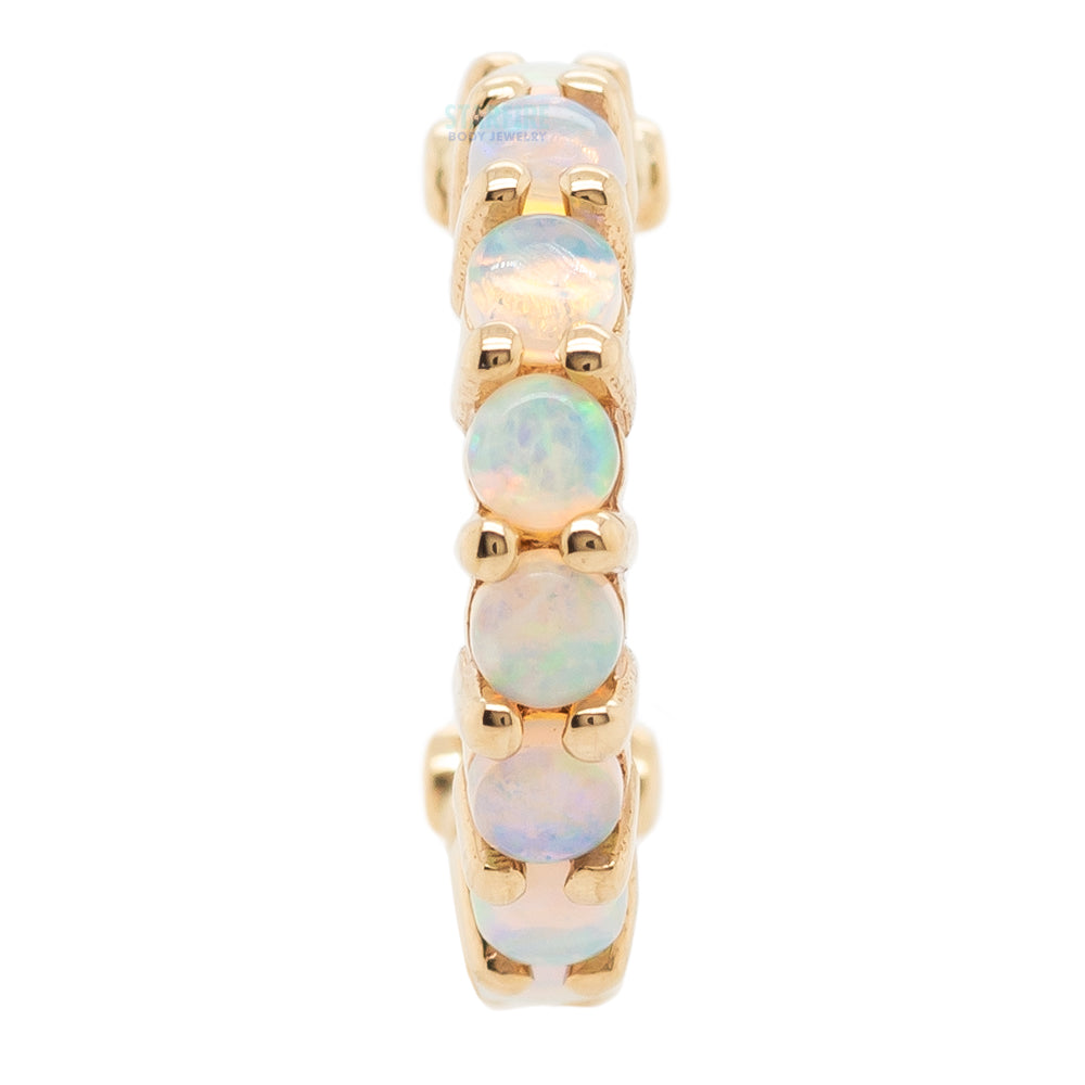 "Telesto" Hinge Ring in Gold with Genuine White Opals