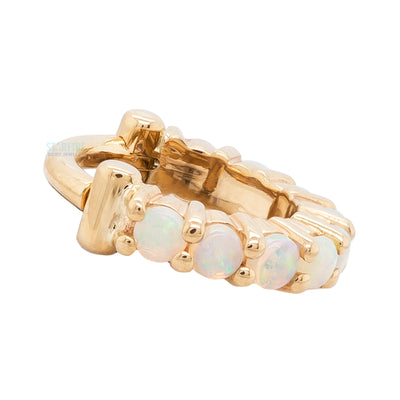 "Telesto" Hinge Ring in Gold with Genuine White Opals