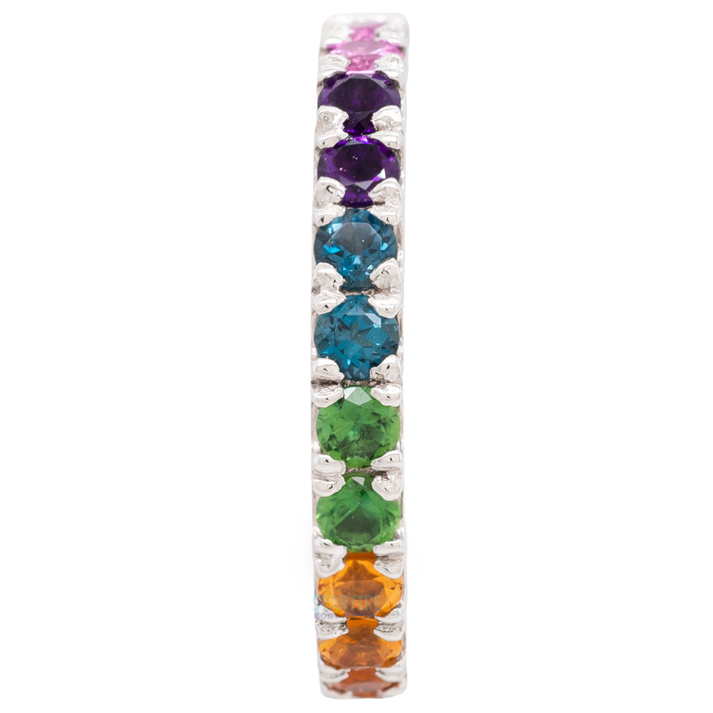 "Telesto" Hinge Ring in Gold with Rainbow in Genuine Gemstones