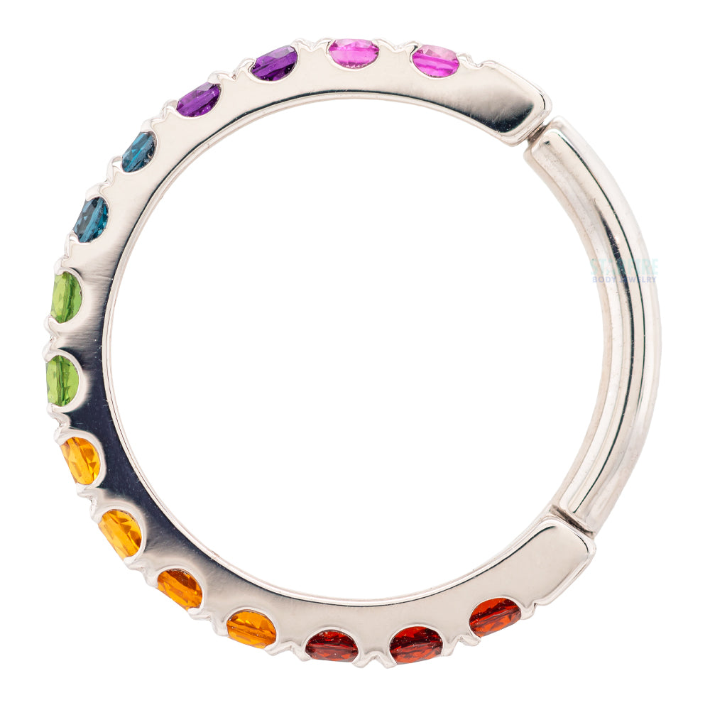 "Telesto" Hinge Ring in Gold with Rainbow in Genuine Gemstones