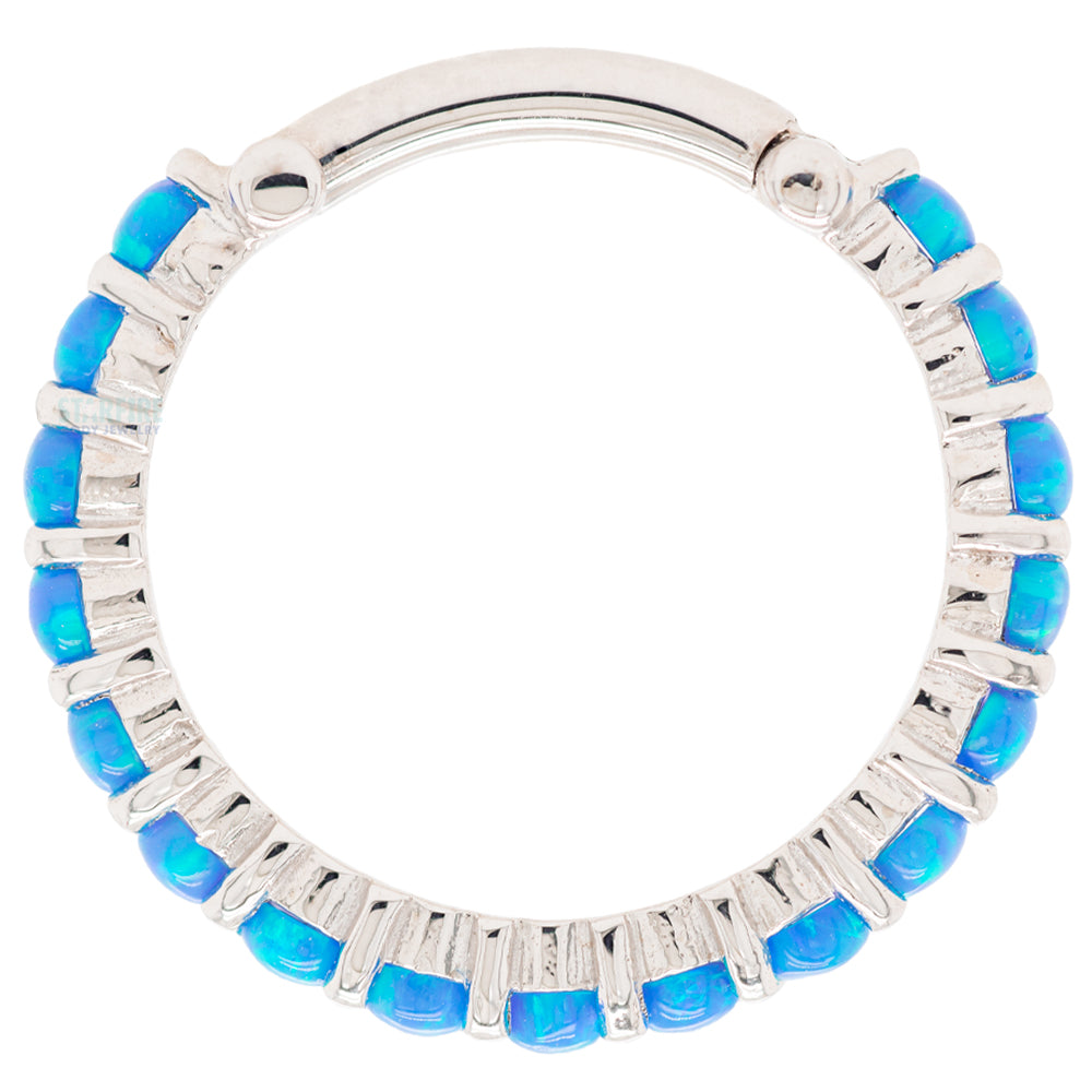 "Telesto" Hinge Ring in Gold with Sky Blue Opals