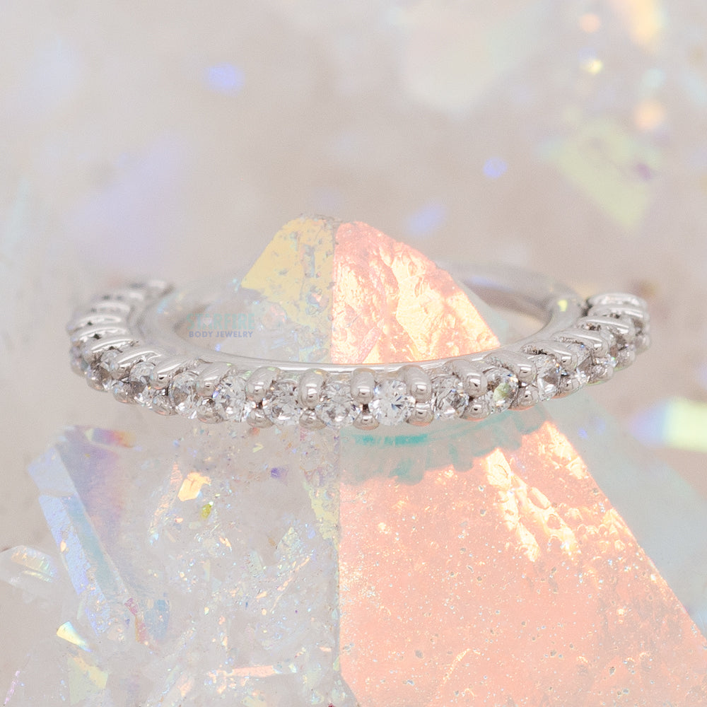 "Telesto" Seam Ring in Gold with White CZ's