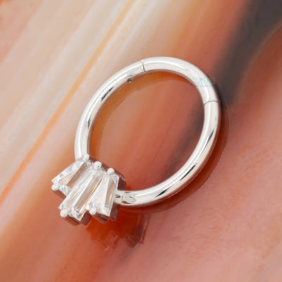 "Oceane 3" Hinge Ring in Gold with White CZ's