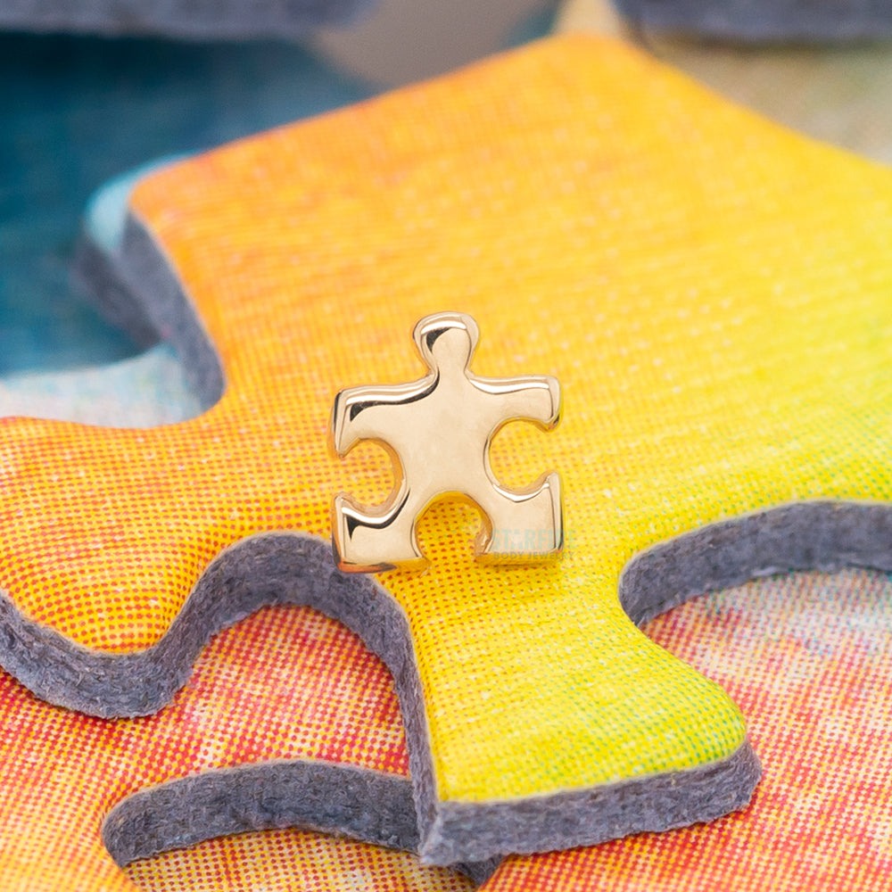 Puzzle Piece Threaded End in Gold