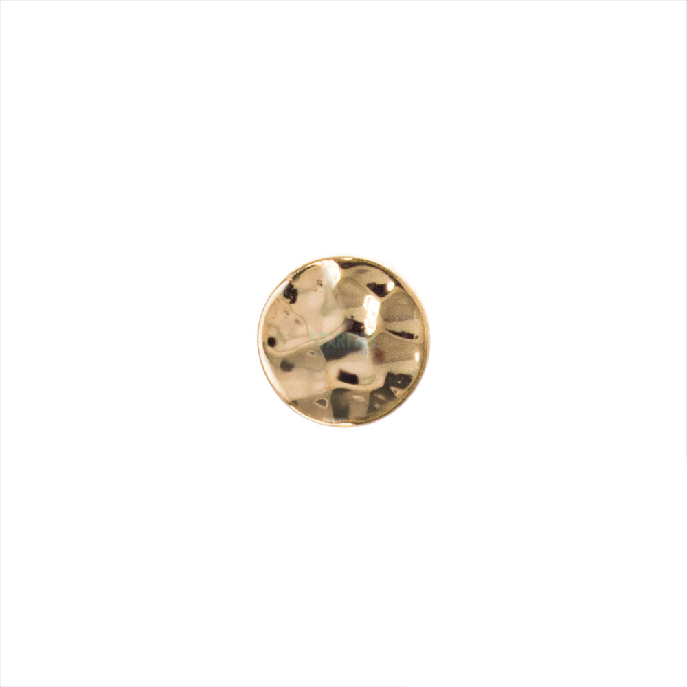 Round Disc HAMMERED FINISH Threaded End in Gold