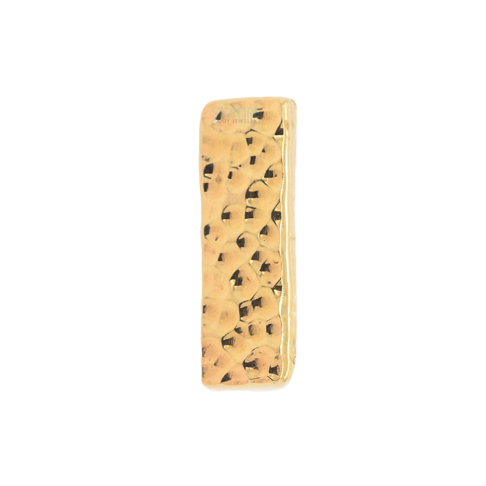 Flat Rectangle HAMMERED FINISH Threaded End in Gold