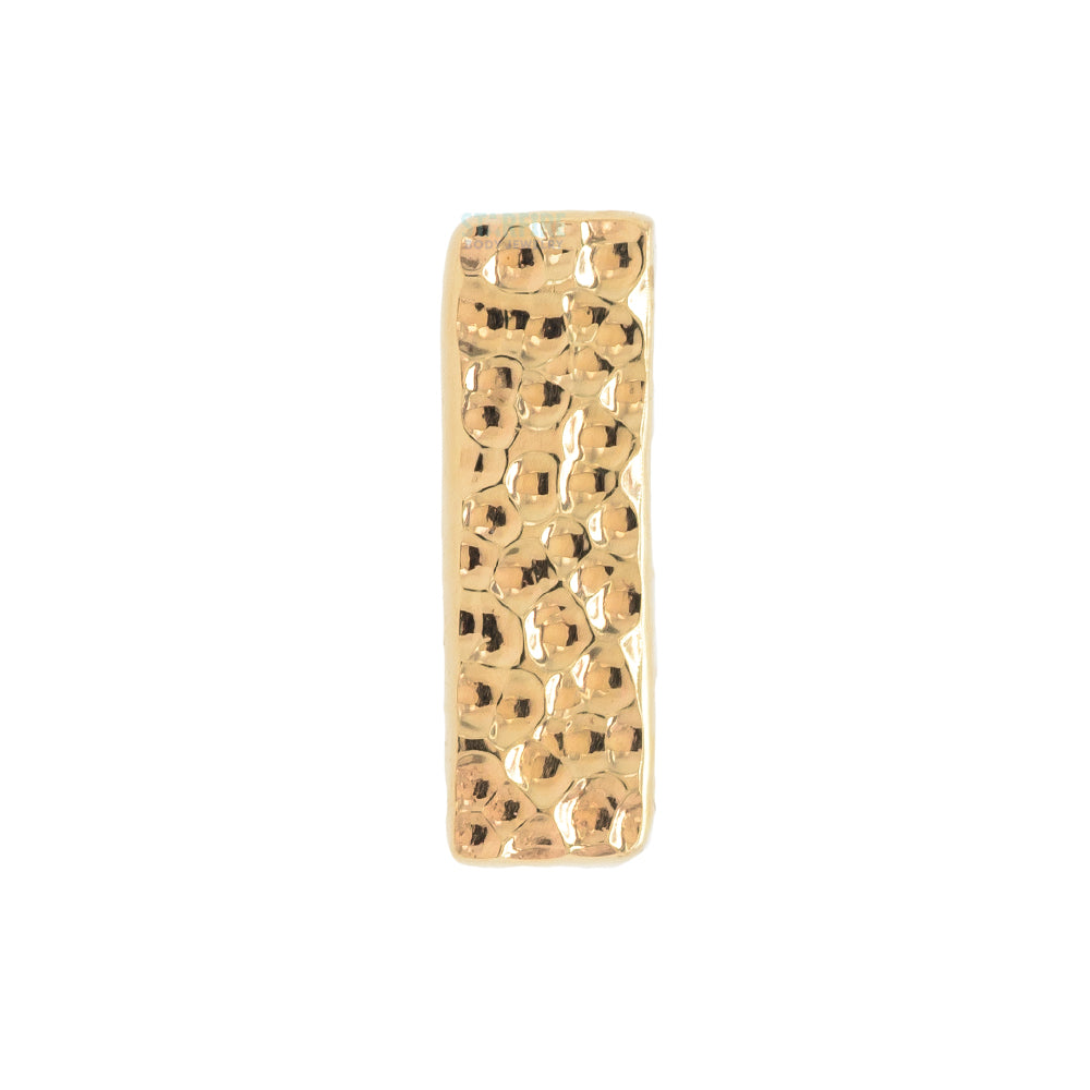Flat Rectangle HAMMERED FINISH Threaded End in Gold