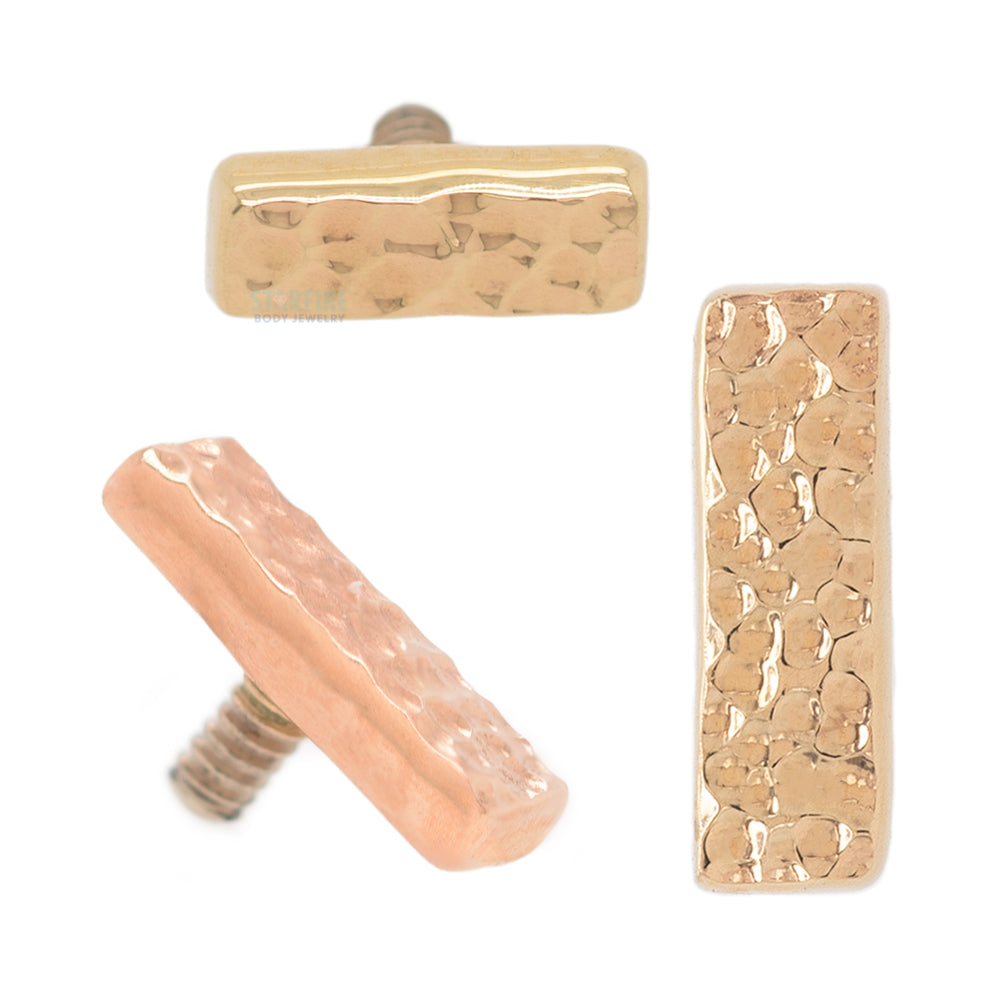 Flat Rectangle HAMMERED FINISH Threaded End in Gold