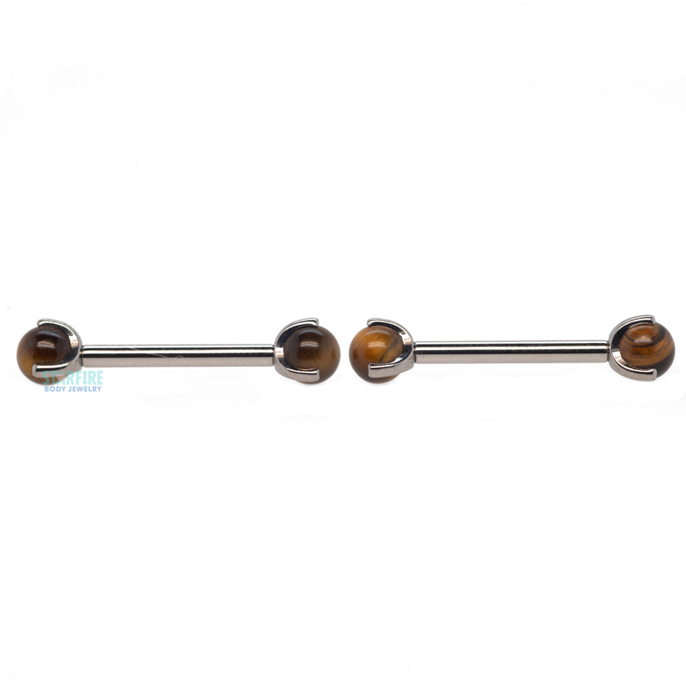 Natural Stone Orb Claw-Set Nipple Barbells