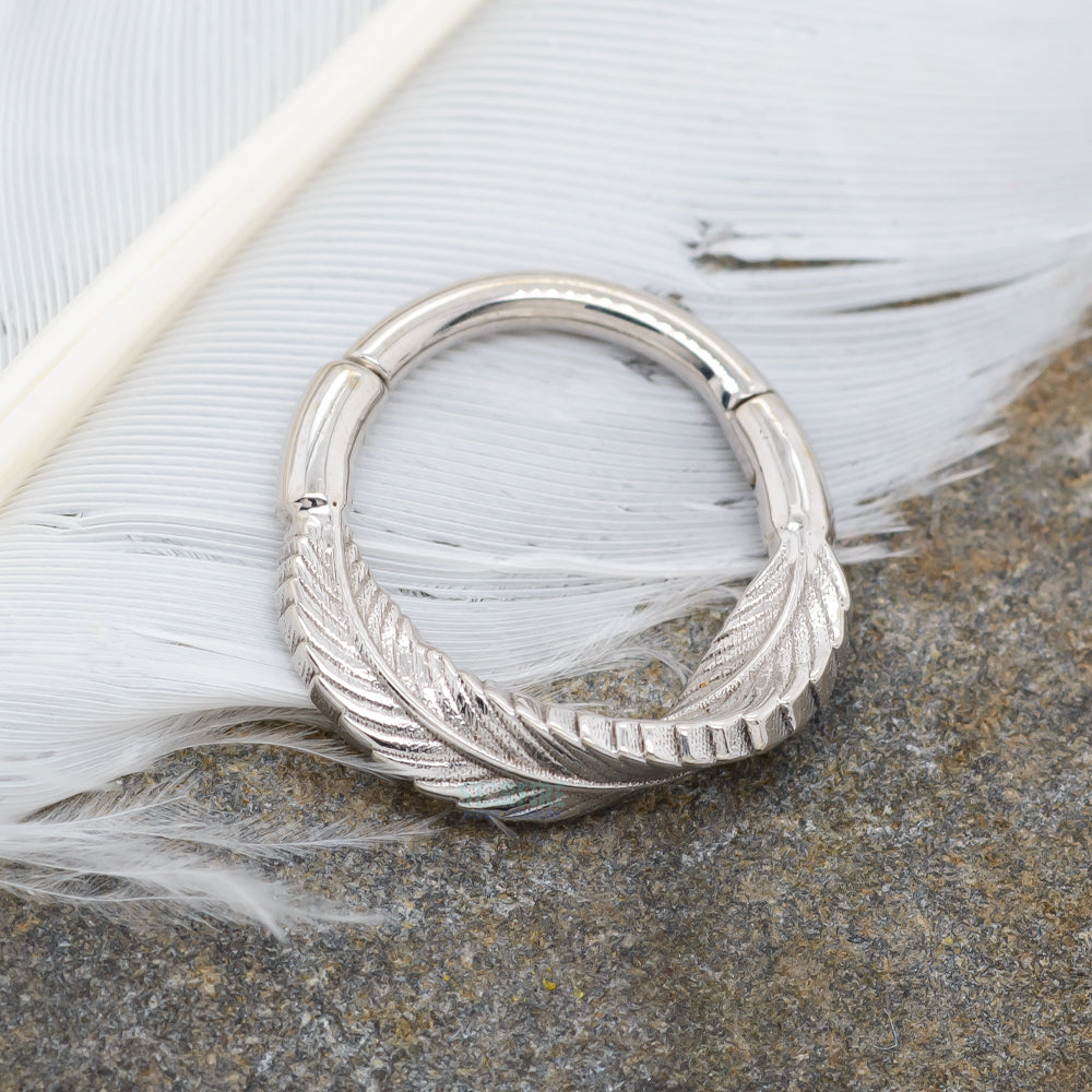 BVLA - Body Vision Twisting Feather Hinged Ring in Gold – Starfire Body ...