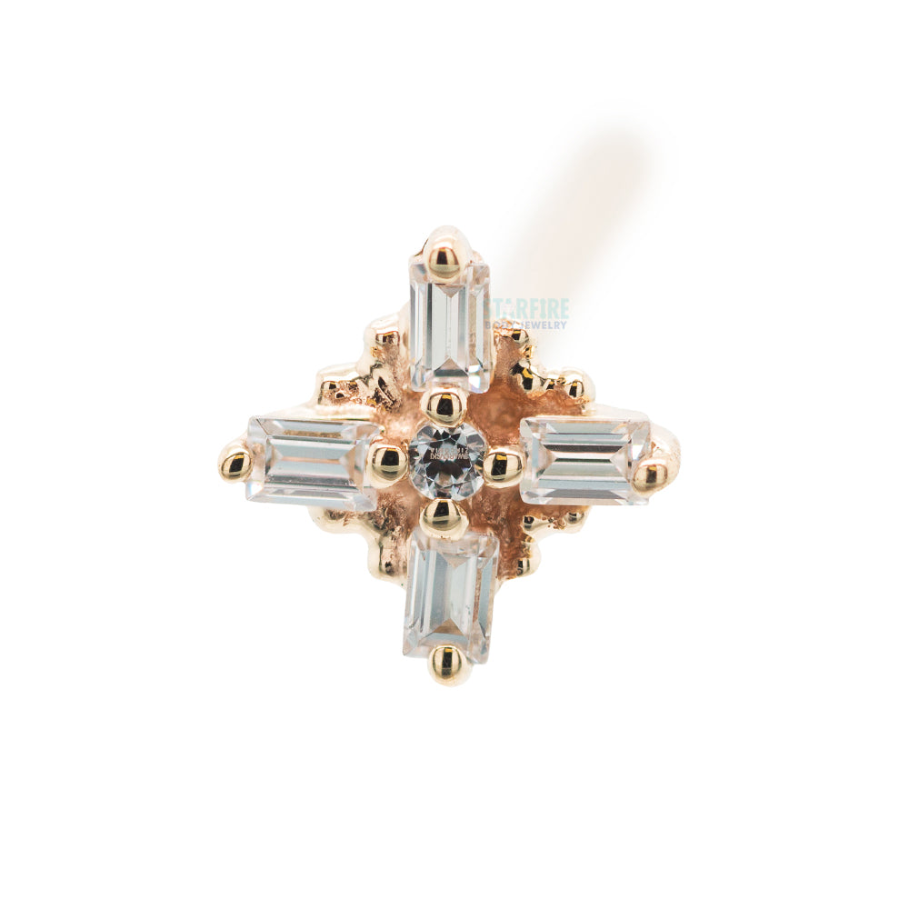 "Gaia" Nostril Screw in Gold with White CZ's
