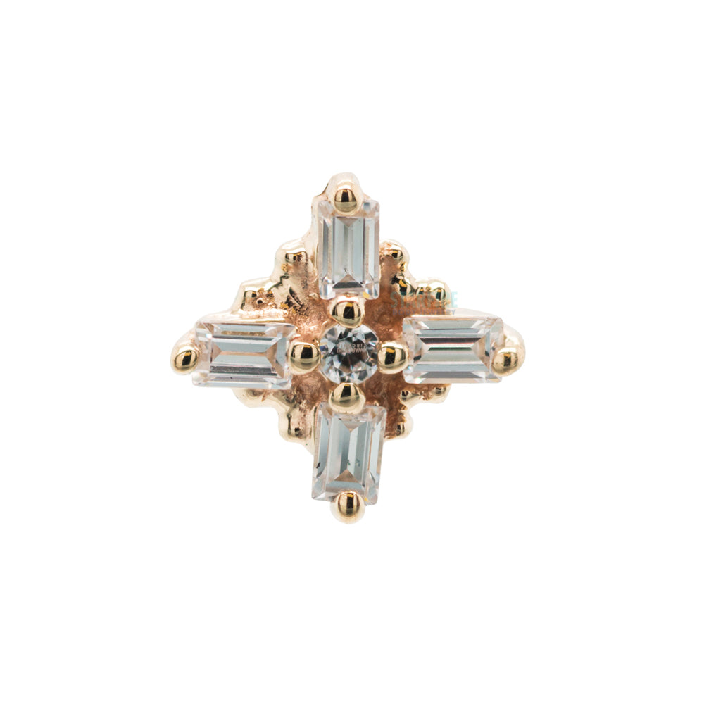 "Gaia" Nostril Screw in Gold with White CZ's