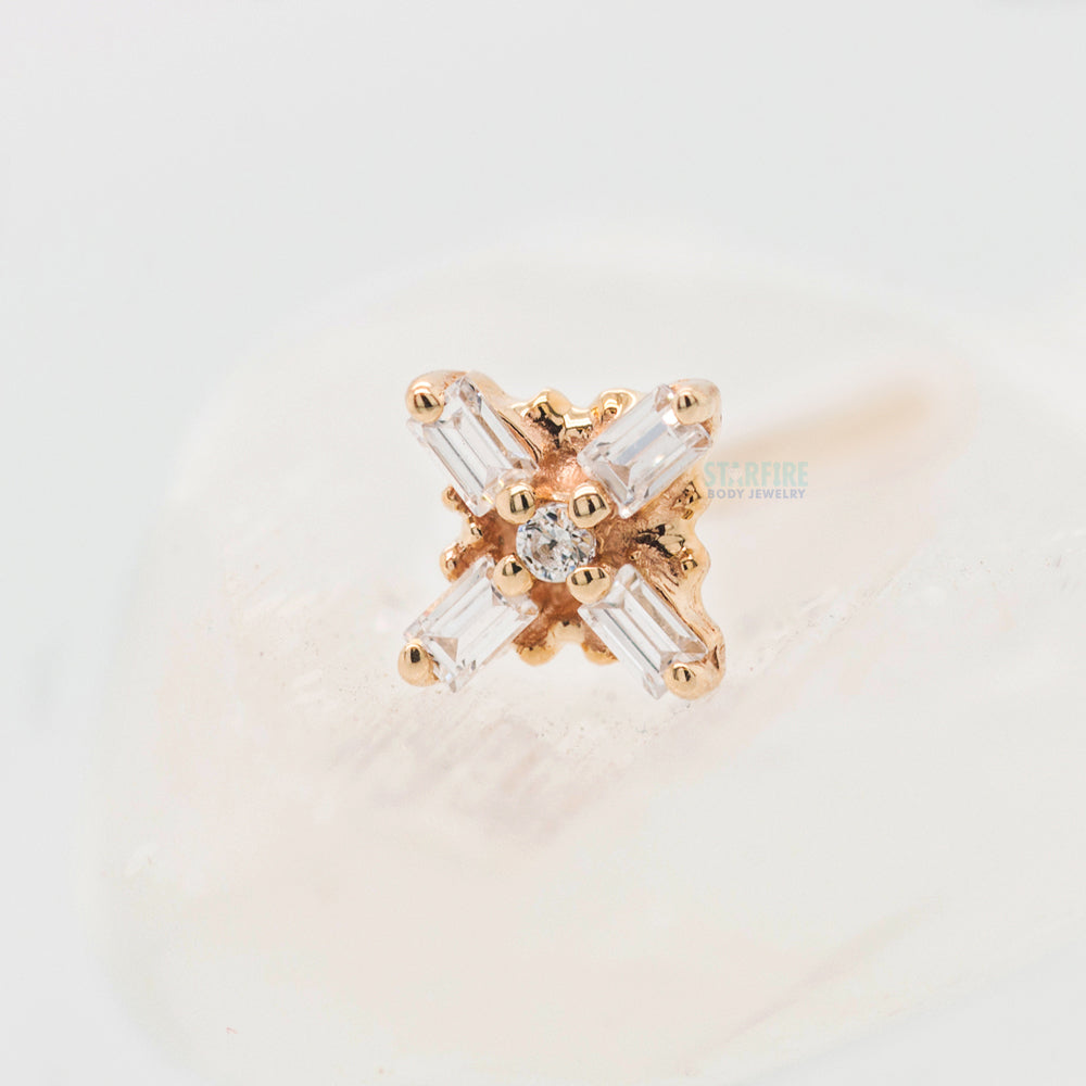 "Gaia" Nostril Screw in Gold with White CZ's