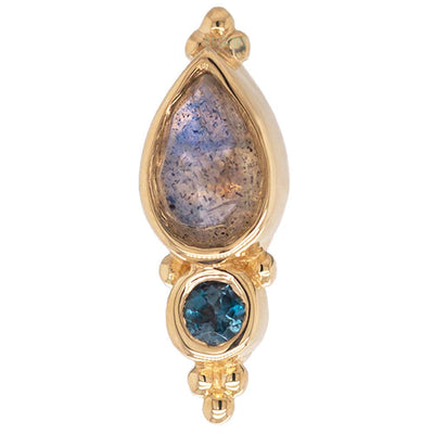 "Mai" Threaded End in Gold with Rose Cut Labradorite & London Blue Topaz