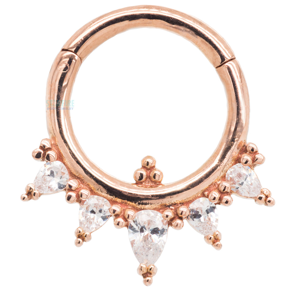 "Taja" Hinge Ring / Clicker in Gold with CZ's