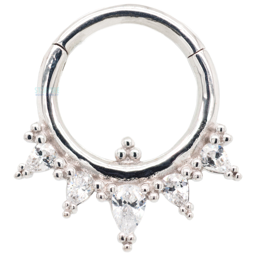 "Taja" Hinge Ring / Clicker in Gold with CZ's