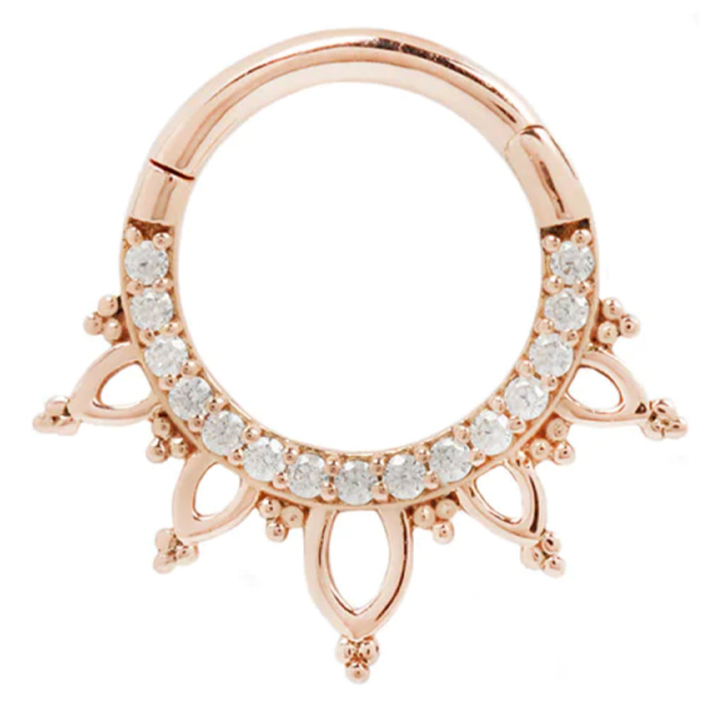 "Indra" Hinge Ring / Clicker in Gold with CZ's