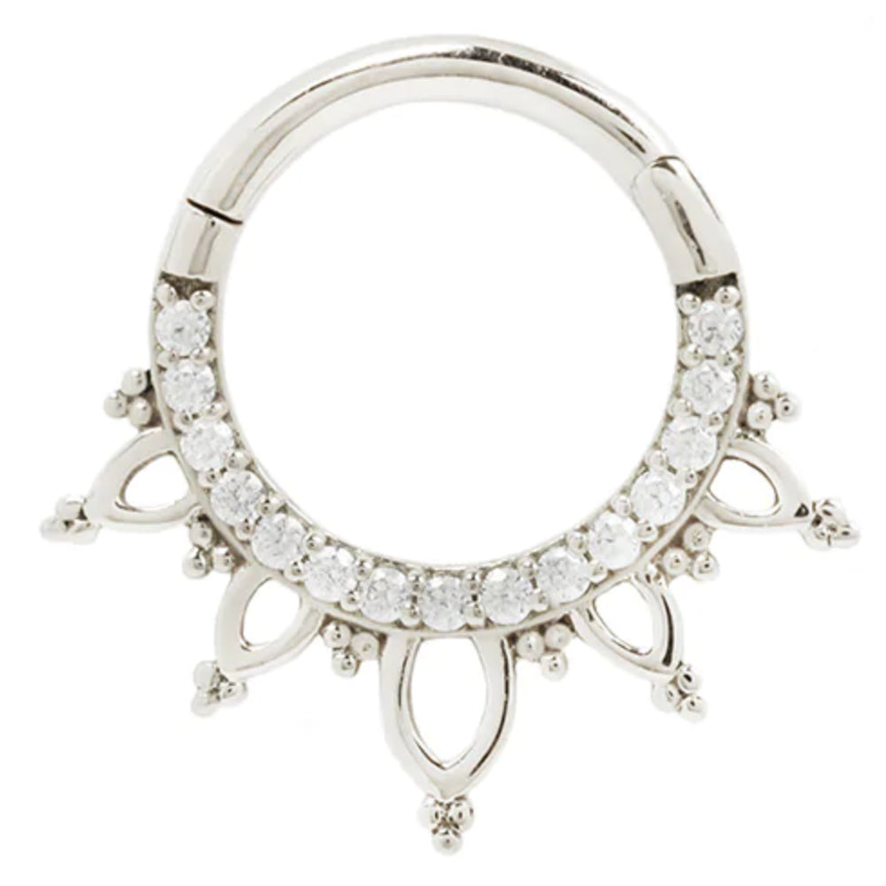 "Indra" Hinge Ring / Clicker in Gold with CZ's