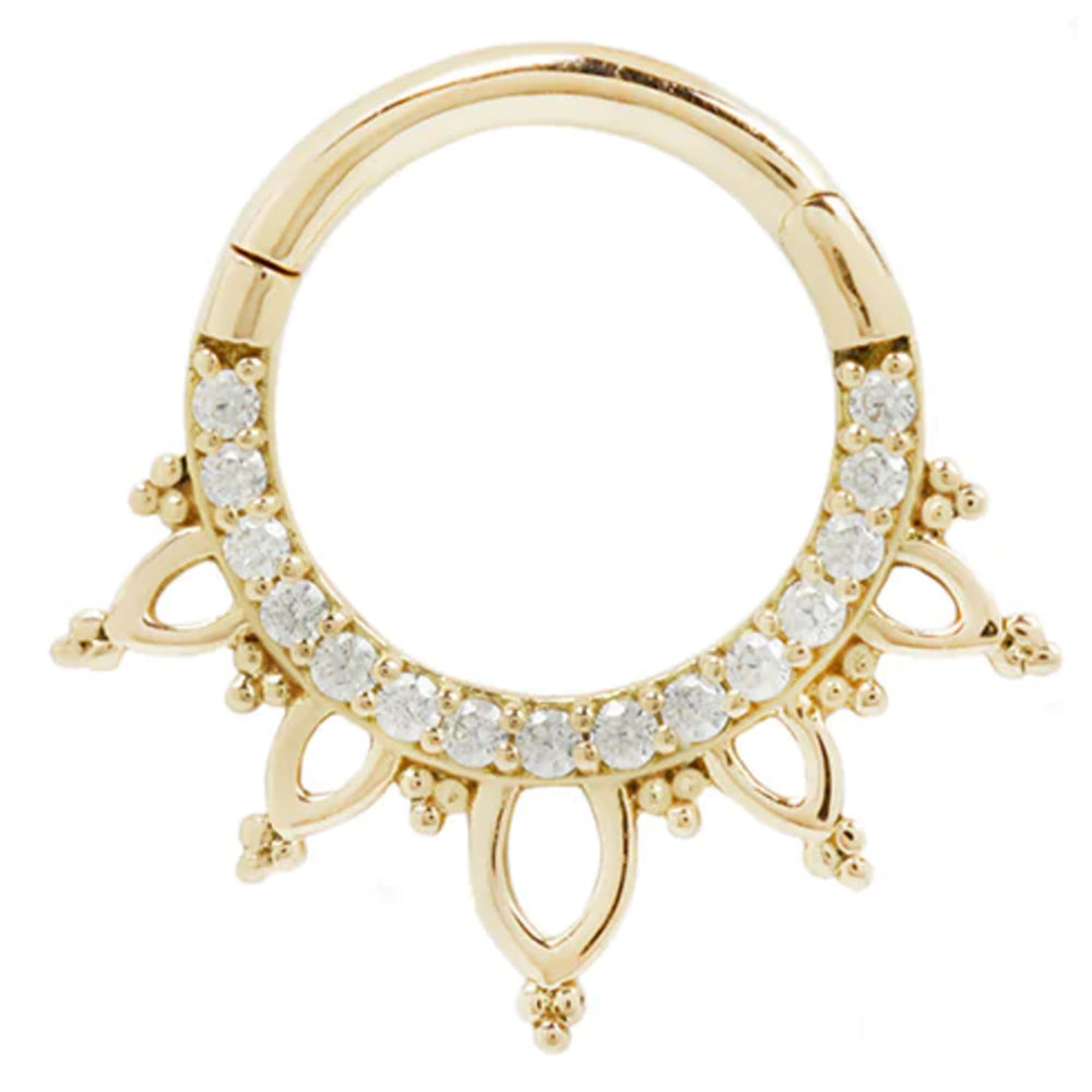 "Indra" Hinge Ring / Clicker in Gold with CZ's