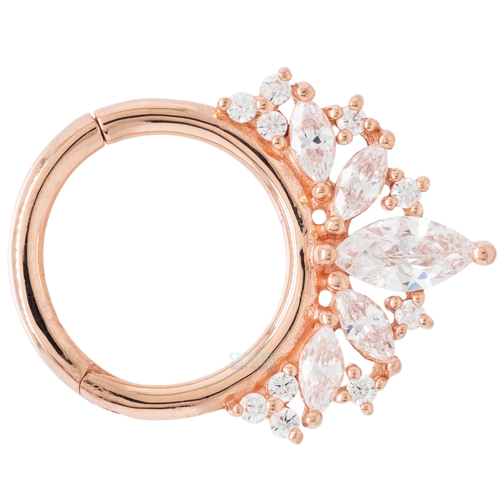 "Elite" Hinge Ring / Clicker in Gold with CZ's