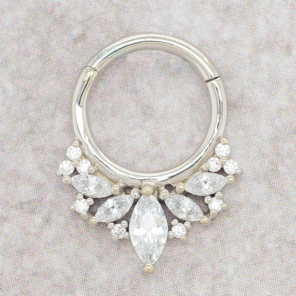 "Elite" Hinge Ring / Clicker in Gold with CZ's