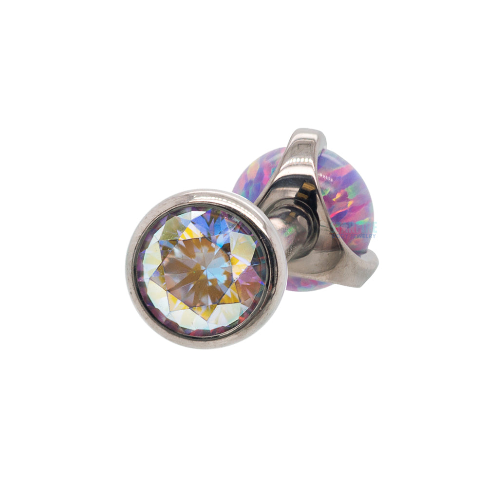 Faceted Gem & Opal Ball in Prongs Tongue Barbell - custom color combos